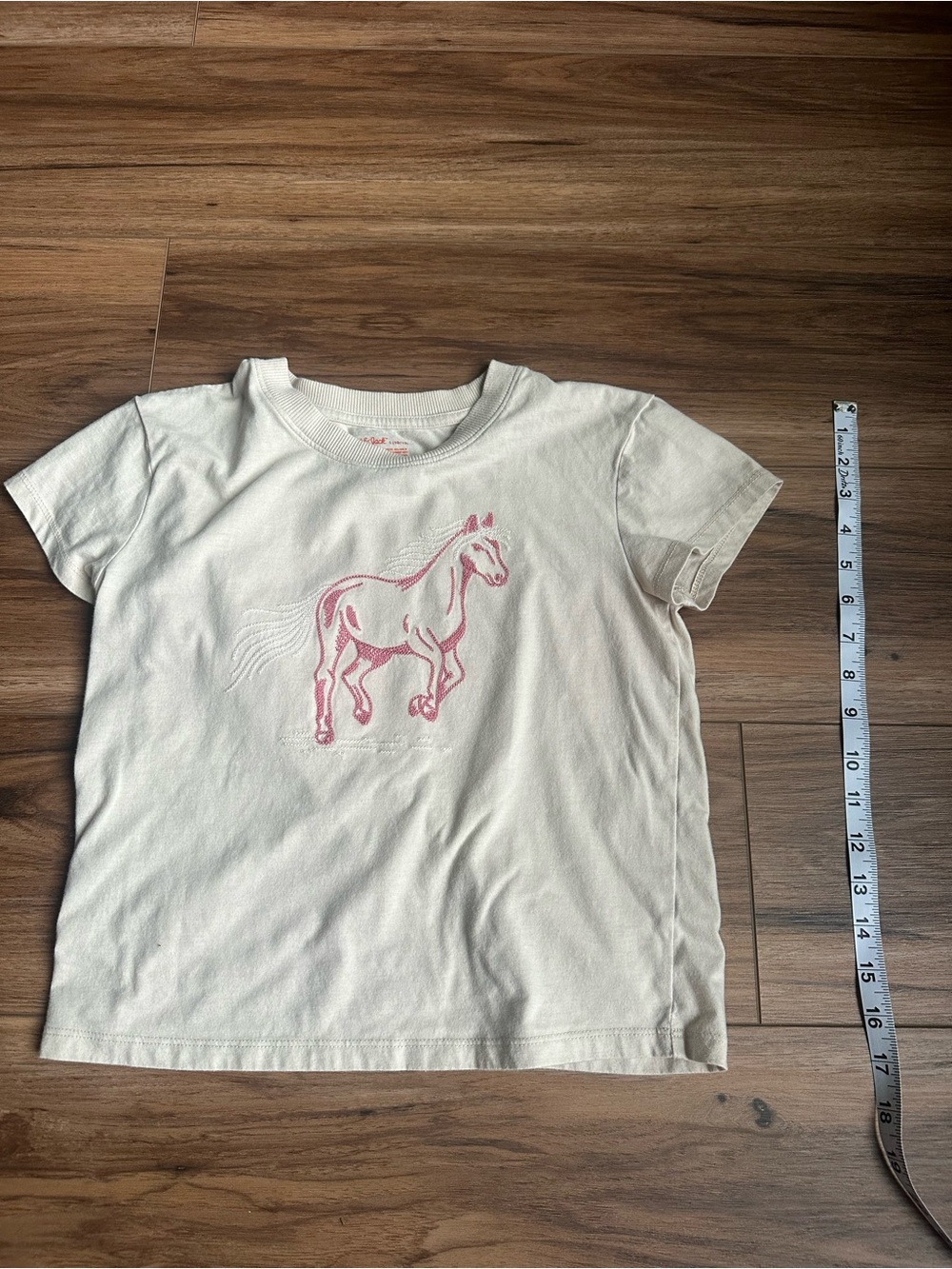 Cat & Jack Cream Short Sleeve Tee with Pink Horse Graphic